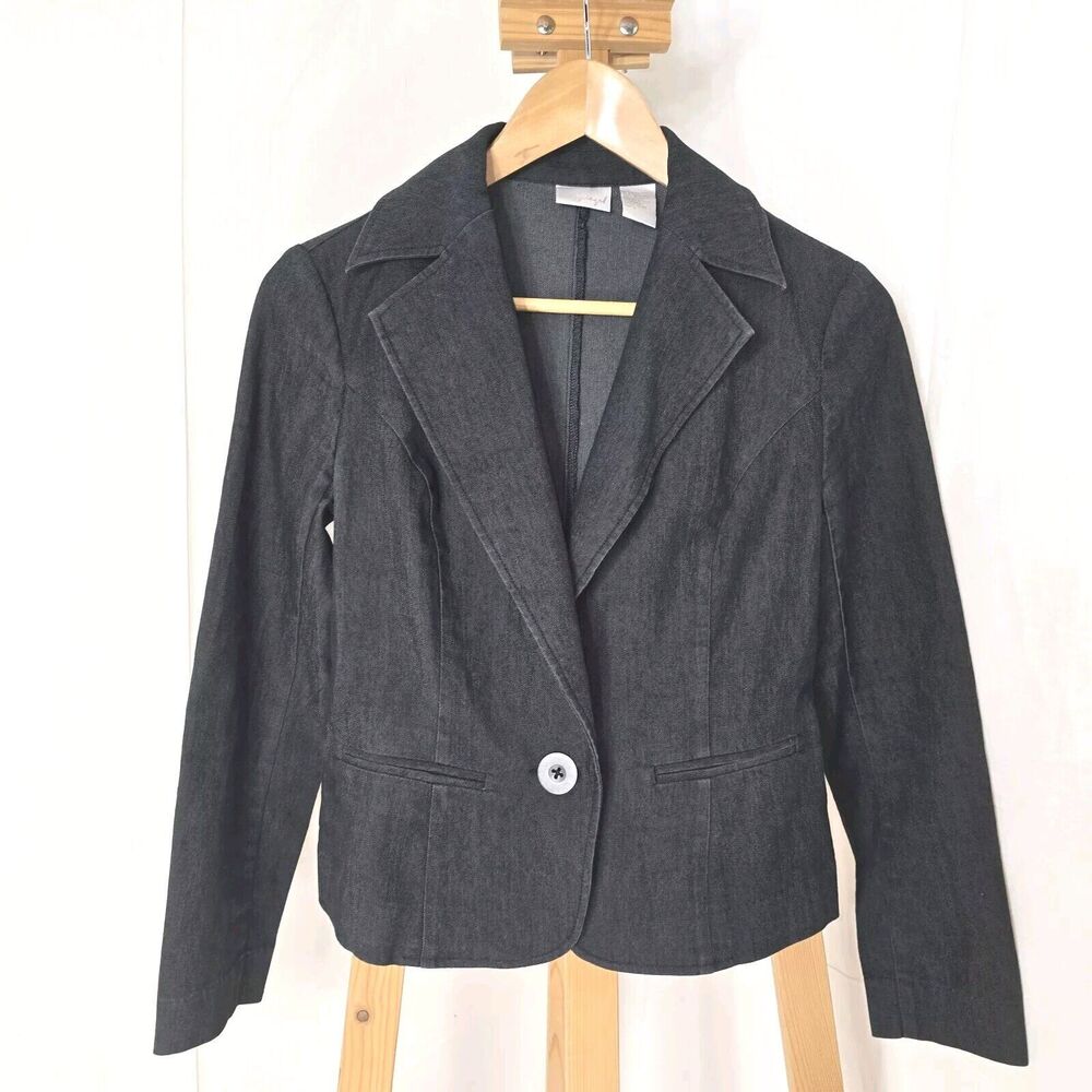 Spiegel Women's Blazer Dark Gray One Button Career Blazer Size 2